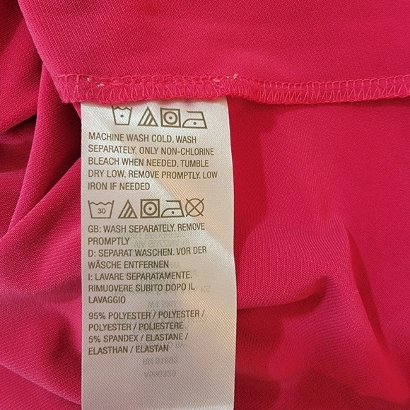 SUSAN GRAVER Red averse Knit Midi Dress Sz MT Short Sleeve Crewneck Pocket - Picture 9 of 10